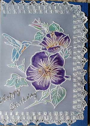 pergamano parchment craft card showing a morning glory