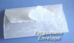 pergamano parchment Valentine's Day envelope with hearts