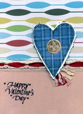 valentine card made from card stock and scrapbook papers