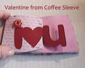 valentine card made from coffee sleeve