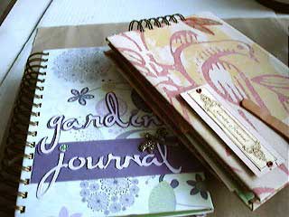 two hand made, wire bound garden journals
