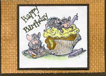 birthday card with stamped mouse