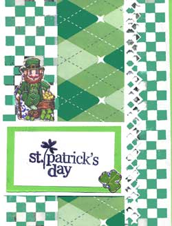 hand made St. Patricks Day card with ribbon and stickers