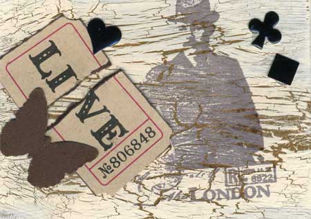 ATC with crackle finish and stamped image of Jack London