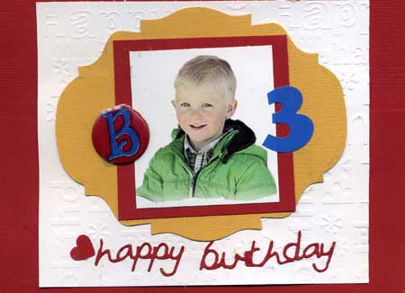 photo birthday card for three year old boy