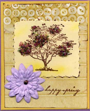 easter card with flowering tree trimmed with flower soft