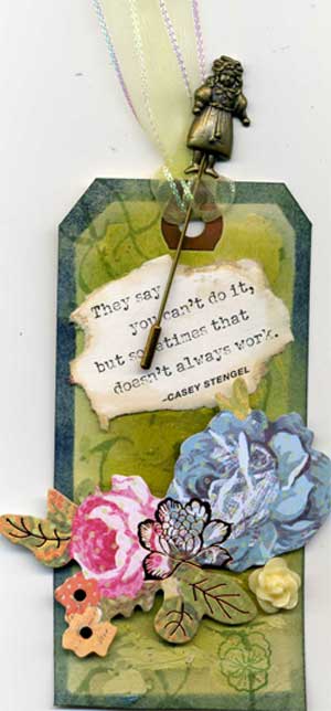 grunge tag with theme blossoms