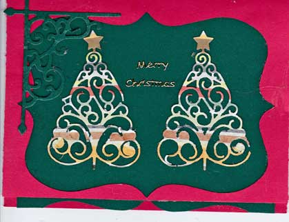 christmas card with green die cut