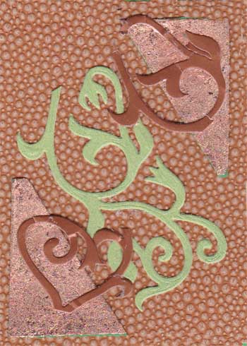 artist trading card with copper colours