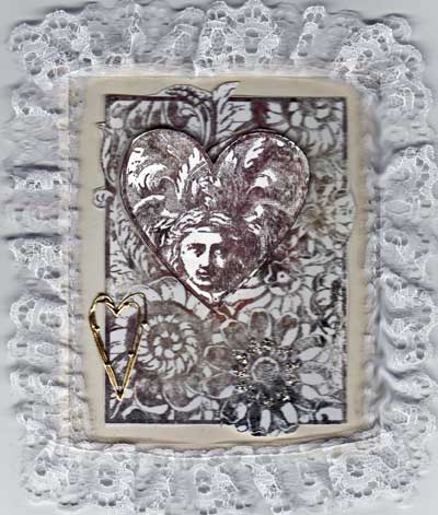 black and white non-traditional valentine with white lace