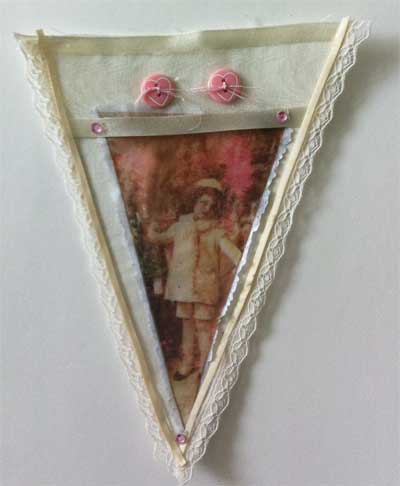 vintage style pennant for holiday banner with image transfer
