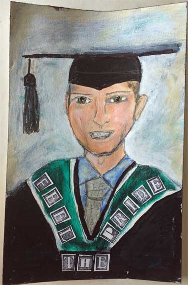 art journal portrait of a male high school graduate