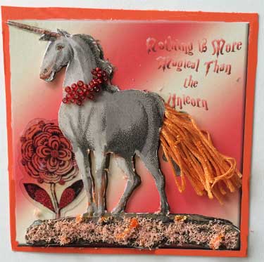 fat book or art card using orange unicorn