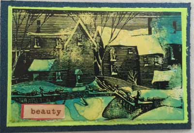 artist trading card with winter picture